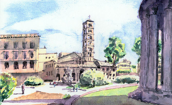 Arizona architect-Watercolor Studies of Roman Architecture