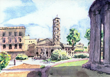 Arizona architect-Watercolor Studies of Roman Architecture